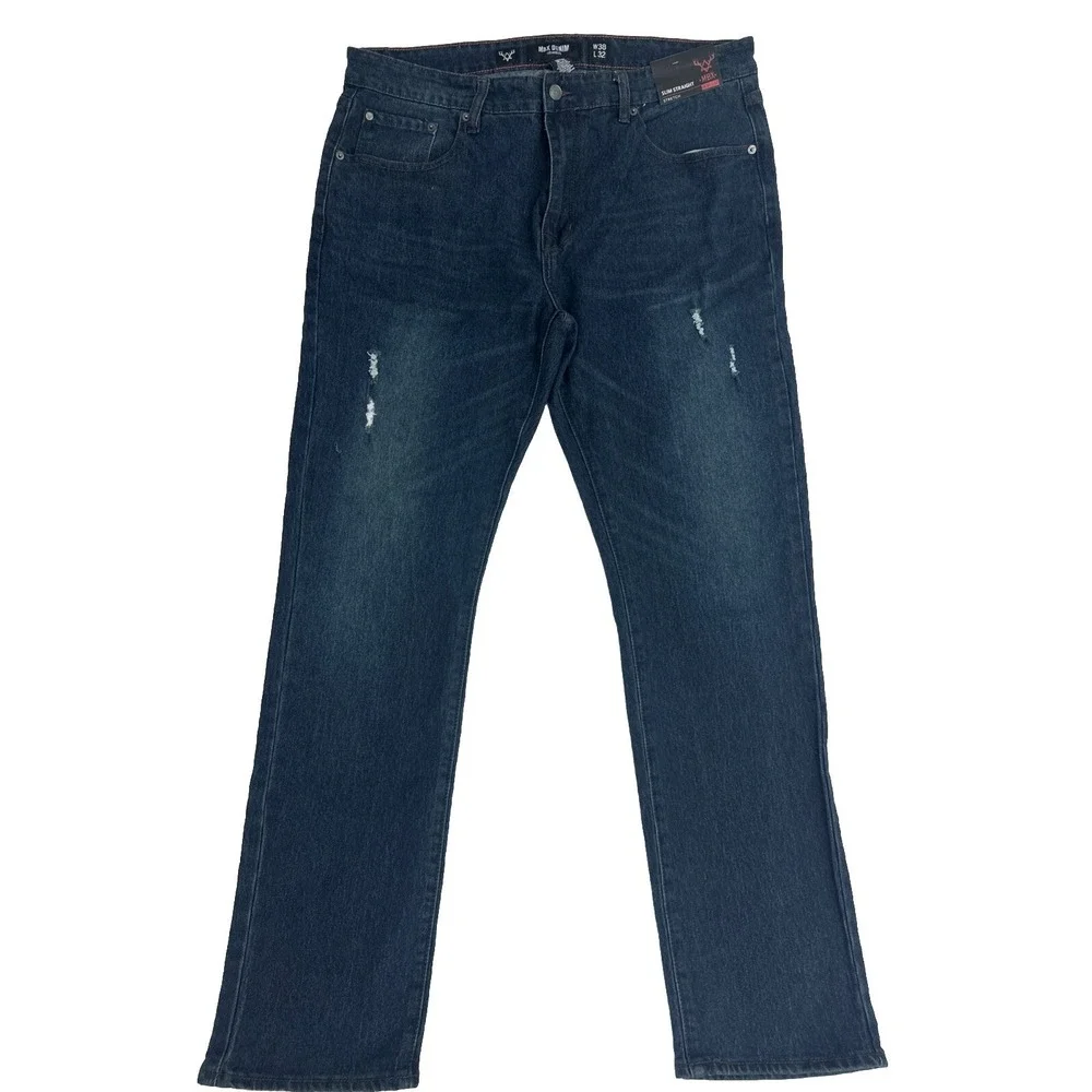 Men's MBX Slim Straight Stretch Jeans Los‎ Ángeles Pants 38X332 Blue Denim,New